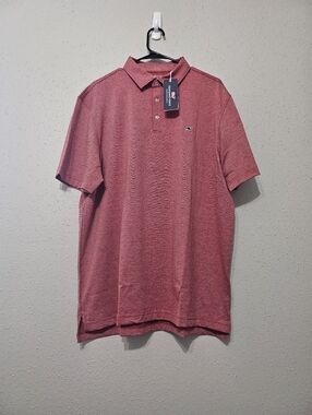 Vineyard Vines OTG Sankaty Polo Shirt XL Red Stripe Performance Stretch Golf Men